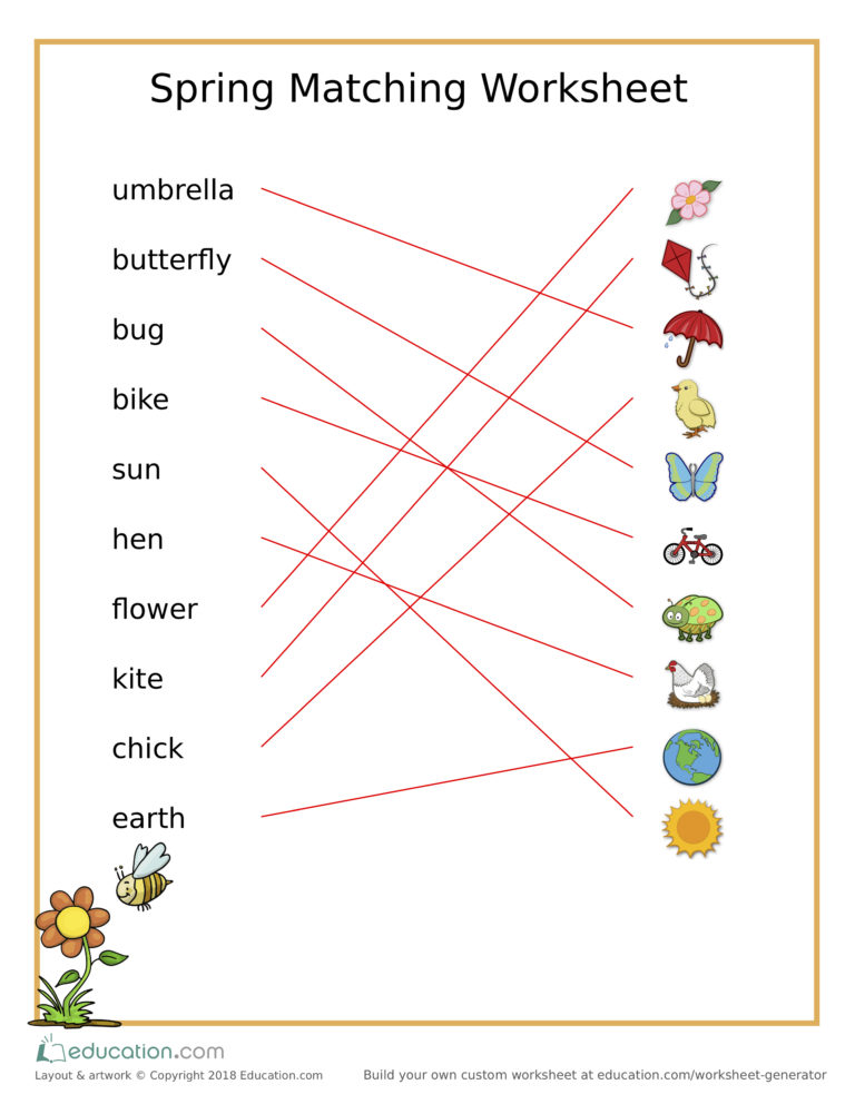 Spring Word Matching Worksheet - From Education.com